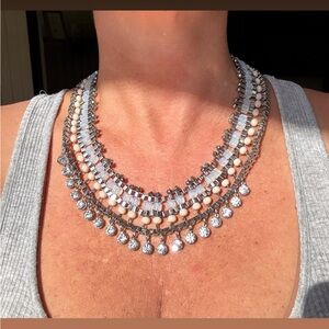 Elegant Silver and Cream Necklace